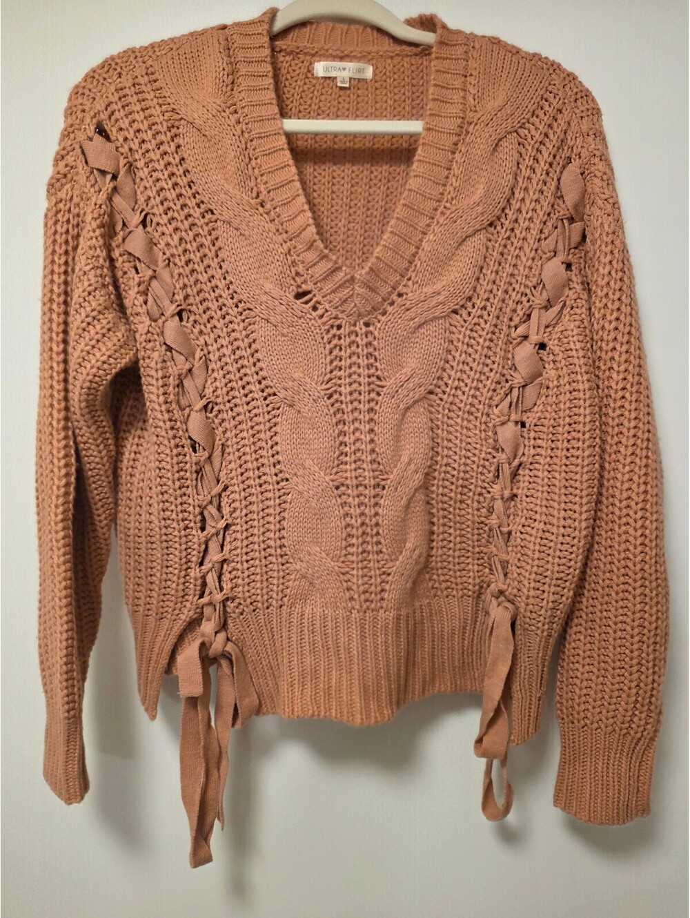 Pink Cable Knit Bohemian Sweater